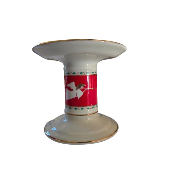 Vintage Porcelain Candle Holders With Snowflake & Angel Design - Picture 4 of 6